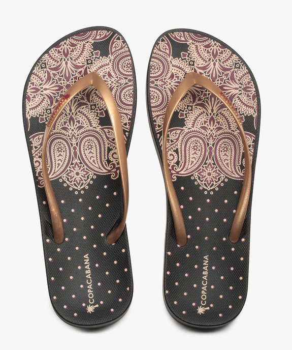 Tongs femme à semelle imprimée et brides fines - Copacabana Motif indien vue1 - COPACABANA - GEMO