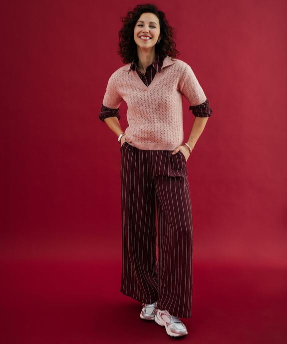 Pull à manches courtes en maille fantaisie femme vue6 - GEMO(FEMME PAP) - GEMO