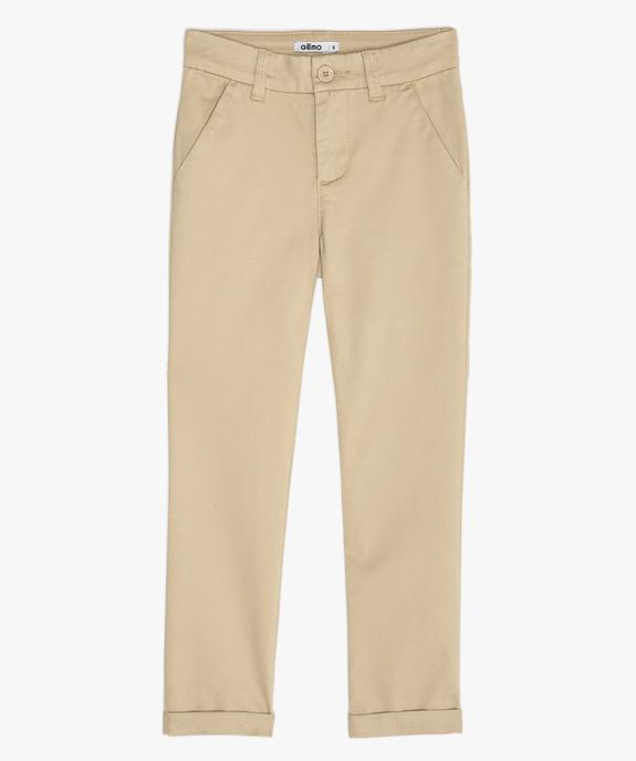 Pantalon garçon chino en coton stretch à taille réglable vue2 - GEMO (ENFANT) - GEMO