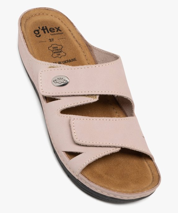 Mules femme confort unies dessus cuir à brides scratch  vue11 - G'FLEX - GEMO