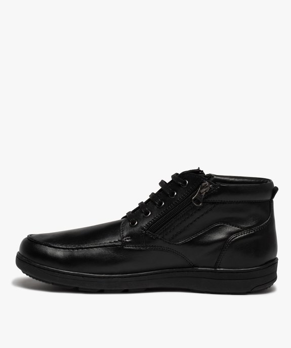 Boots homme confort dessus cuir uni à lacets vue3 - GEMO (CONFORT) - GEMO