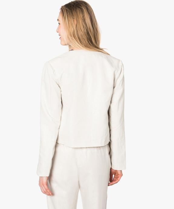 Veste en lin à col rond  vue3 - GEMO(FEMME PAP) - GEMO