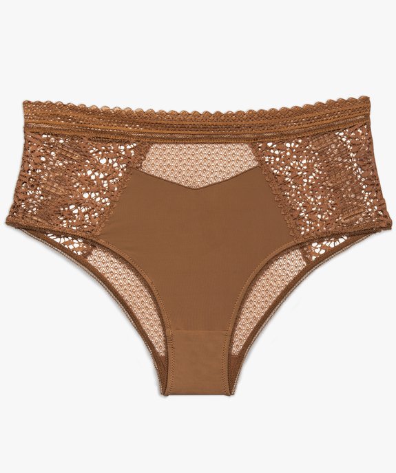 Culotte femme taille haute en dentelle et microfibre vue4 - GEMO(HOMWR FEM) - GEMO