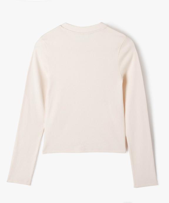 Tee-shirt à manches longues en maille côtelée fille vue4 - GEMO (JUNIOR) - GEMO