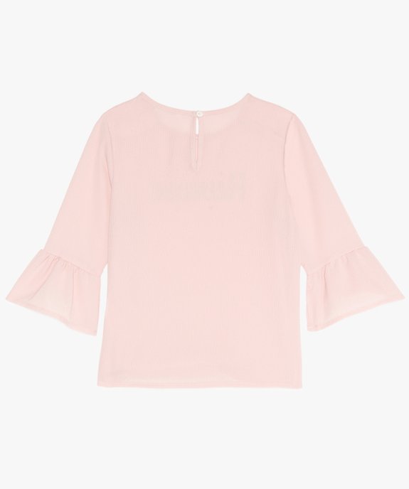 Blouse fille à manches volantées et inscription pailletée vue2 - GEMO (ENFANT) - GEMO