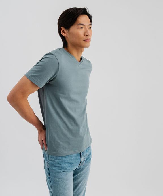 Tee-shirt manches courtes col V en coton homme vue1 - GEMO 4G HOMME - GEMO