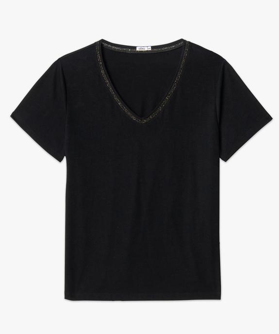 Tee-shirt femme grande taille avec col V fantaisie vue4 - GEMO (G TAILLE) - GEMO