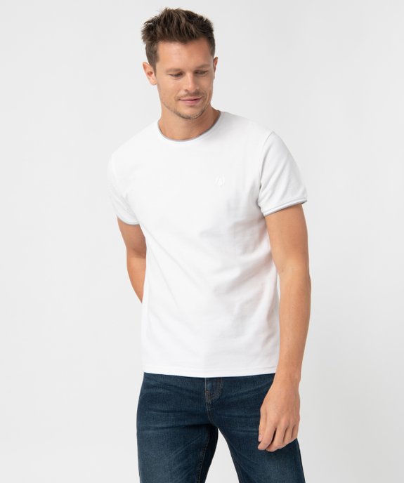 Tee-shirt homme à manches courtes en maille piquée vue1 - GEMO (HOMME) - GEMO
