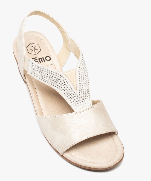 Sandales femme confort à talon et brides élastiques à strass vue5 - GEMO (CONFORT) - GEMO
