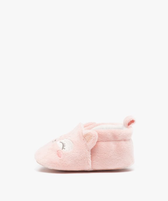 Chaussons de naissance bébé fille en velours uni en forme de chat vue3 - GEMO 4G BEBE - GEMO