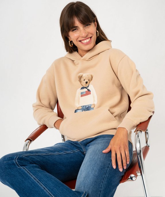 Sweat à capuche avec broderie femme - LuluCastagnette vue2 - LULU CASTAGNETTE GEMO FOR GOOD - GEMO