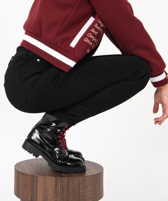 Boots femme mid-cut dessus uni verni à lacets colorés vue1 - GEMO (CASUAL) - GEMO