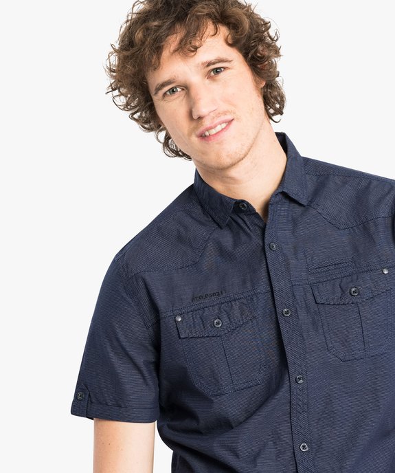 Chemise rayée à manches courtes vue2 - GEMO (HOMME) - GEMO