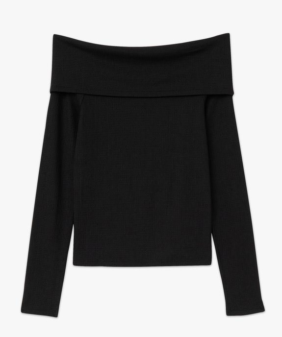 Tee-shirt manches longues col Bardot épaules dénudées femme vue4 - GEMO(FEMME PAP) - GEMO
