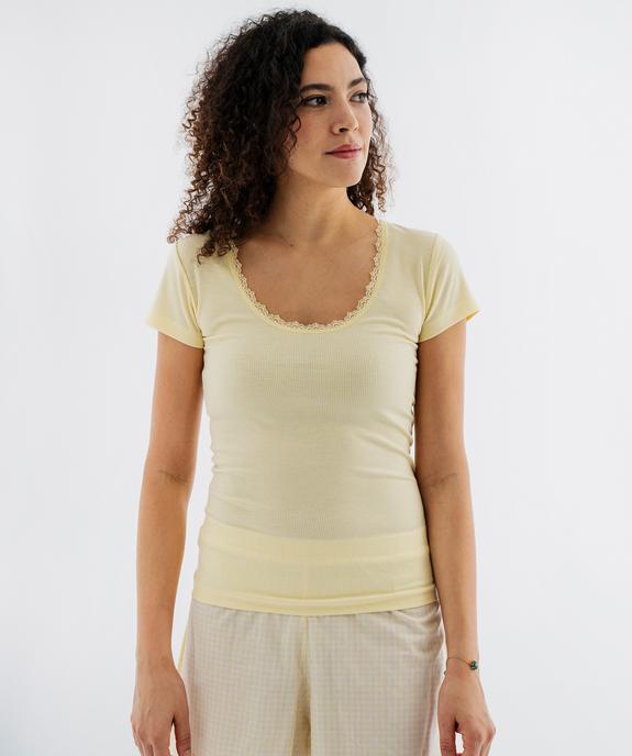 Haut de pyjama en maille côtelée femme vue4 - GEMO 4G FEMME - GEMO
