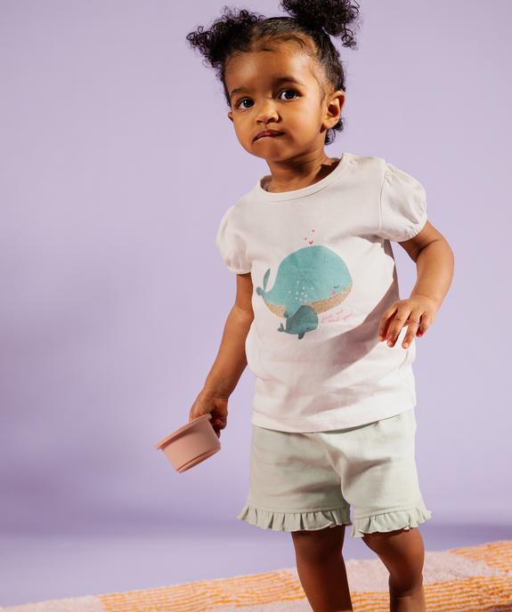 Ensemble 2 pièces avec motif baleines bébé fille tee-shirt et short vue4 - GEMO 4G BEBE - GEMO