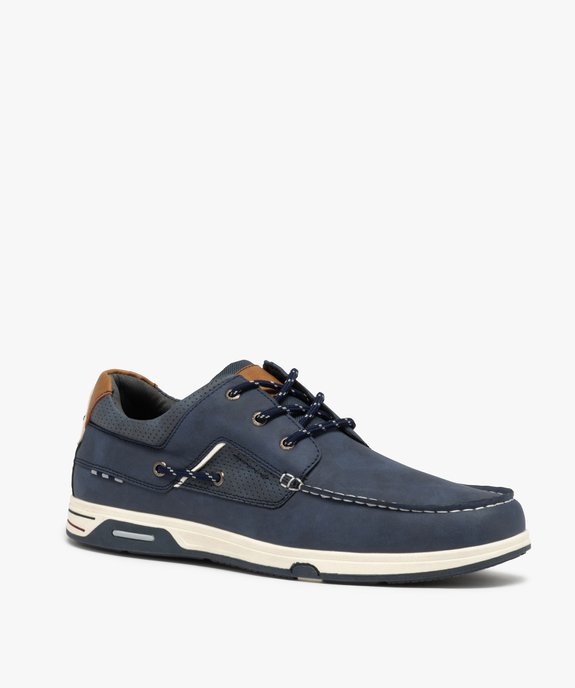 Chaussures bateau homme confort à lacets bicolores vue2 - GEMO (CONFORT) - GEMO