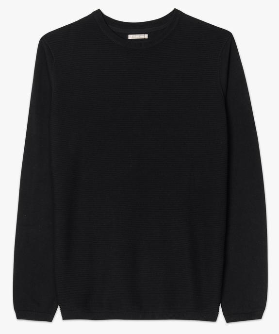Pull à manches longues en côtes 1/1 sur le devant vue4 - GEMO (HOMME) - GEMO
