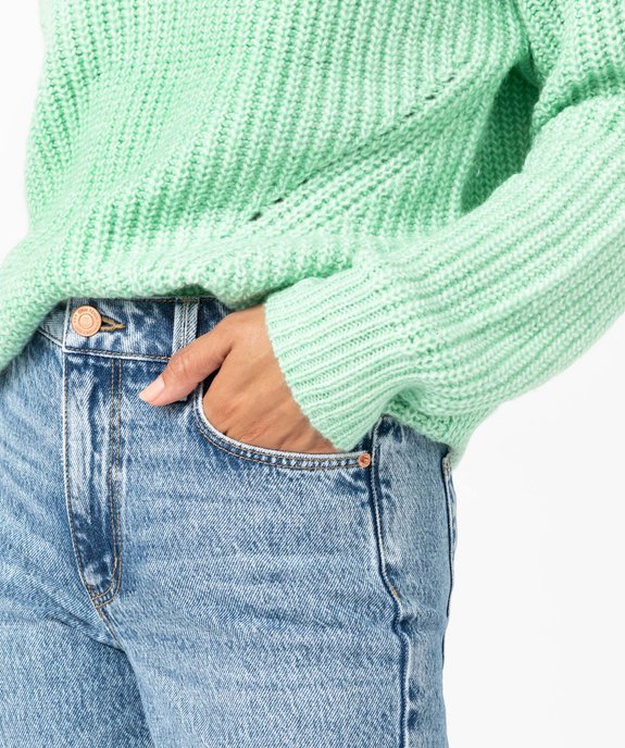 Jean femme coupe mom taille haute délavé vue2 - GEMO 4G FEMME - GEMO