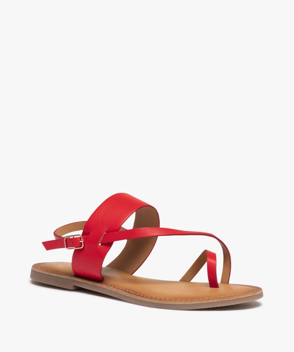 Sandales femme à talon plat et brides en cuir vue2 - GEMO (CASUAL) - GEMO