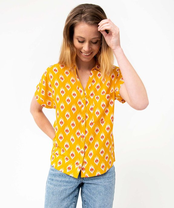 Chemise femme imprimée à manches courtes vue2 - GEMO(FEMME PAP) - GEMO