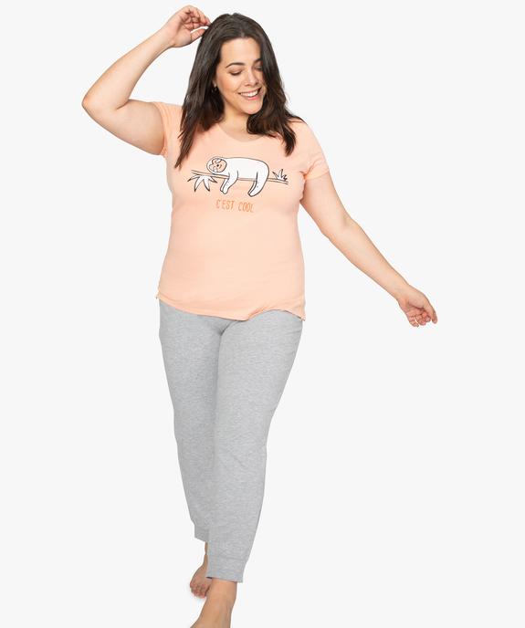 Pyjama femme grande taille avec message humoristique vue1 - GEMO(HOMWR FEM) - GEMO