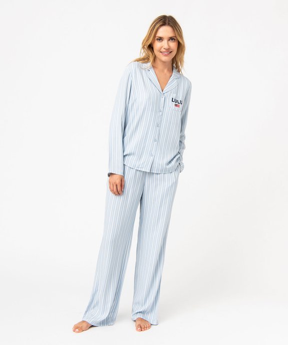 Pyjama à rayures femme - LuluCastagnette vue1 - LULUCASTAGNETTE - GEMO