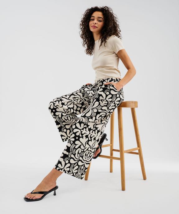 Pantalon ample en matière texturée avec ceinture élastique femme vue5 - GEMO 4G FEMME - GEMO