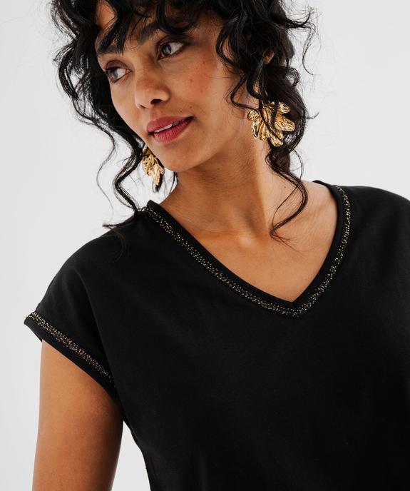 Tee-shirt à manches courtes avec finitions scintillantes femme vue7 - GEMO 4G FEMME - GEMO