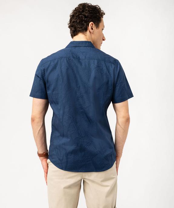 Chemise manches courtes col cubain imprimé feuillage en relief homme vue3 - GEMO (HOMME) - GEMO