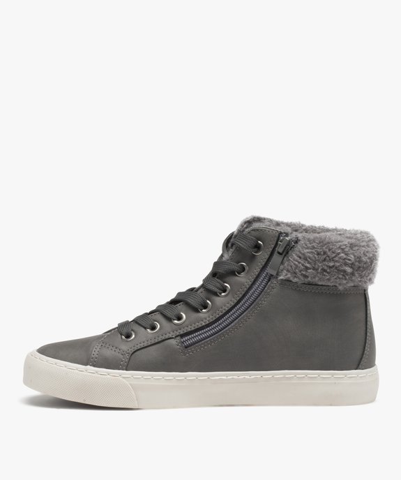 Baskets femme mid-cut unies avec col fourré et à zip vue3 - FOLLOW ME G4G - GEMO