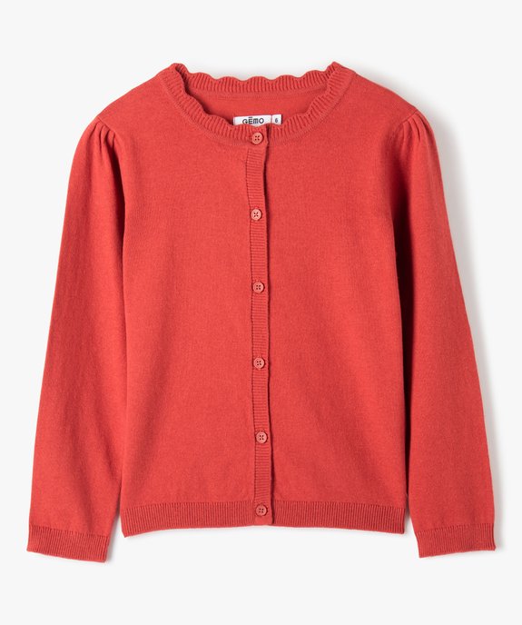 Gilet fille en maille fine à col fantaisie vue1 - GEMO (ENFANT) - GEMO