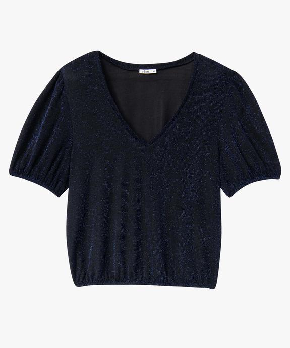 Tee-shirt femme à manches courtes en maille pailletée vue4 - GEMO(FEMME PAP) - GEMO