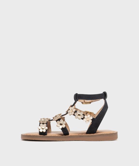 Sandales spartiates en cuir suédé et fleurs dorées fille - Lovely Wings vue3 - LOVELY WINGS GEMO FOR GOOD - GEMO