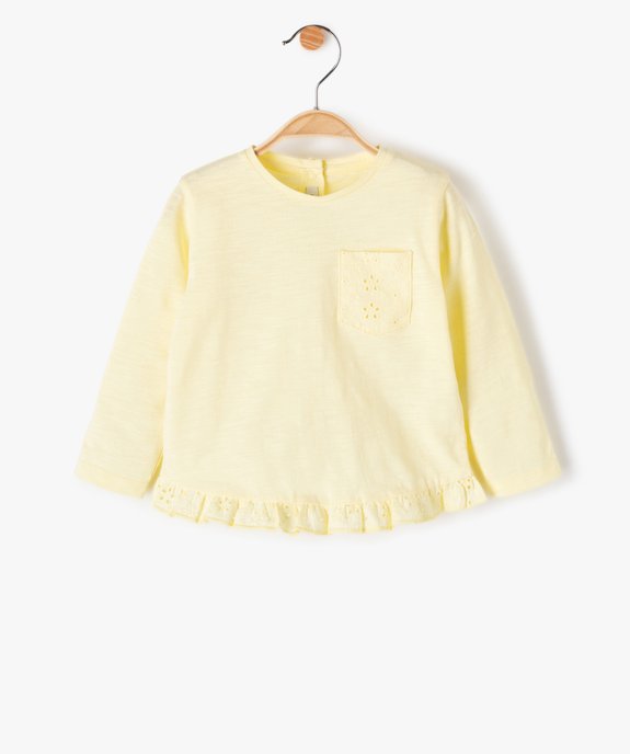 Tee-shirt bébé fille à basque en dentelle et manches longues vue1 - GEMO(BEBE DEBT) - GEMO