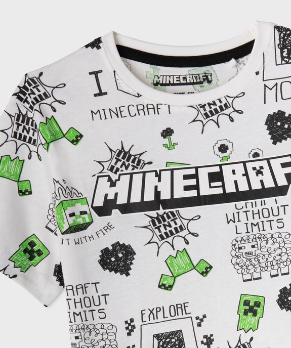 Tee-shirt manches courtes en coton imprimé all over garçon - Minecraft vue2 - MINECRAFT - GEMO