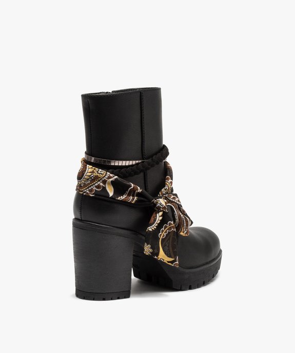 Boots femme à talon large et bride foulard vue4 - GEMO(URBAIN) - GEMO