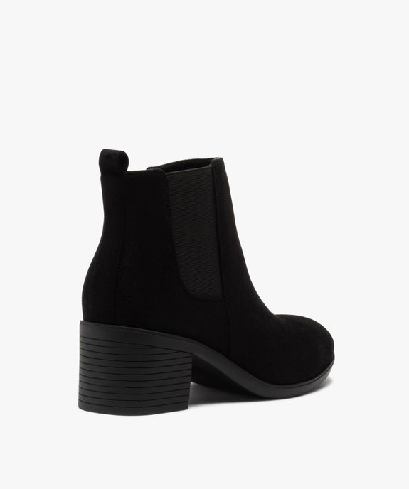 Boots femme à talon carré en suédine unie vue4 - GEMO(URBAIN) - GEMO