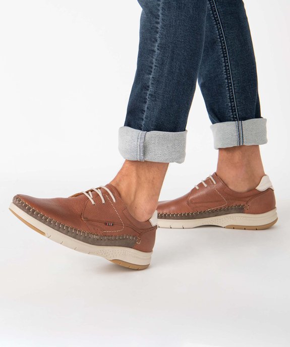 Derbies homme confort en cuir uni - Tanéo vue1 - TANEO - GEMO