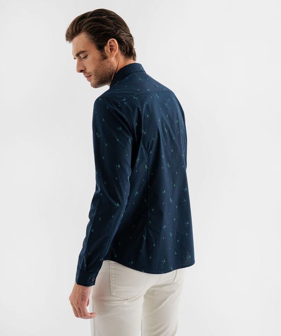 Chemise manches longues coupe droite en coton imprimé homme - GEMO (HOMME) Chemise manches longues coupe droite en coton imprimé homme vue4 - GEMO (HOMME) - GEMO