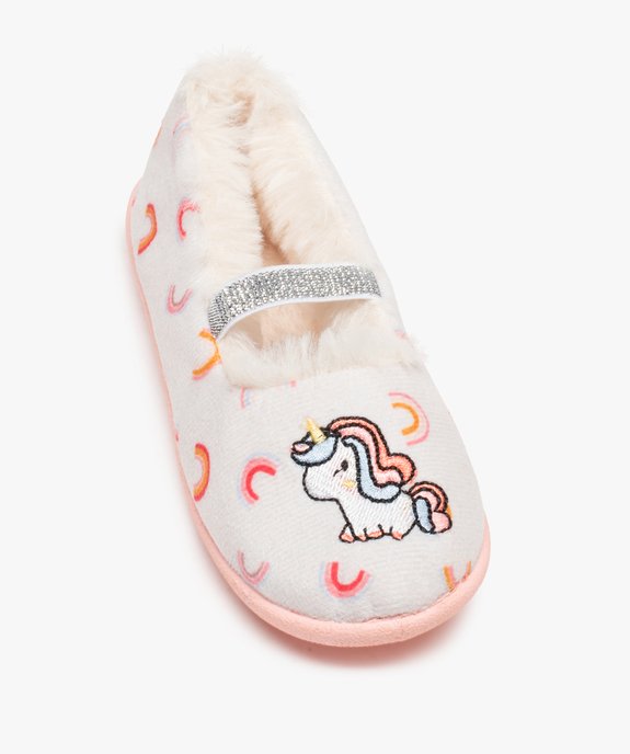 Chaussons fille ballerines en velours brodés licorne vue5 - GEMO (ENFANT) - GEMO