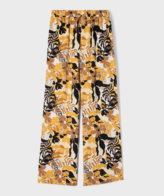 Pantalon large en viscose avec taille élastique fille vue1 - GEMO 4G FILLE - GEMO