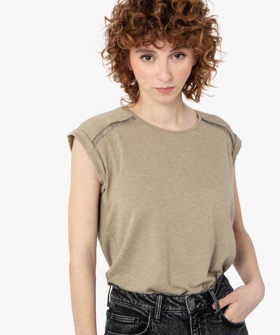 Tee-shirt femme pailleté avec manches ultra courtes vue2 - GEMO(FEMME PAP) - GEMO