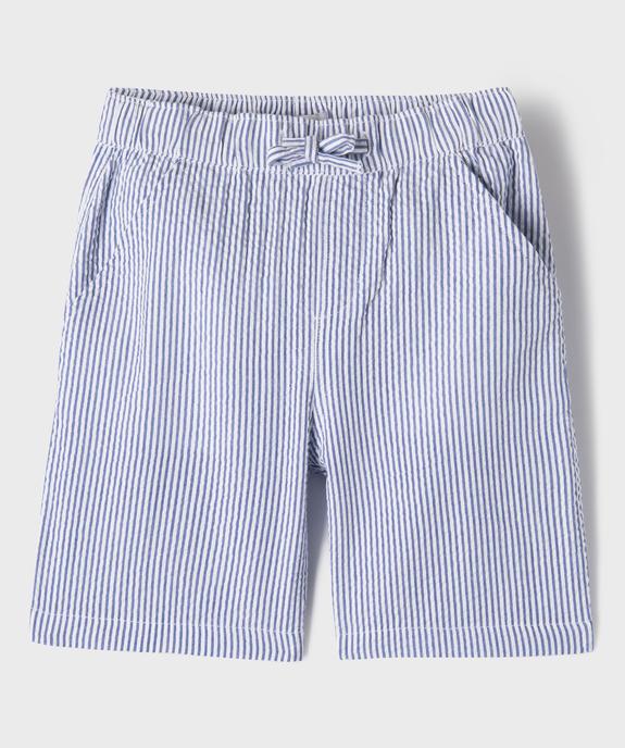 Short rayé en maille gaufrée garçon vue2 - GEMO (ENFANT) - GEMO
