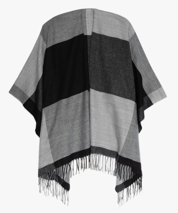 Poncho femme à larges carreaux avec finitions franges. vue4 - GEMO (ACCESS) - GEMO