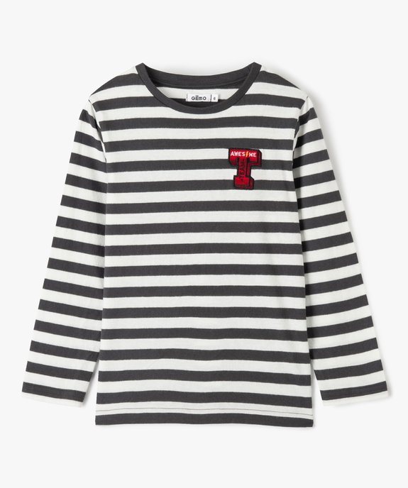 Tee-shirt garçon rayé à manches longues vue1 - GEMO (ENFANT) - GEMO