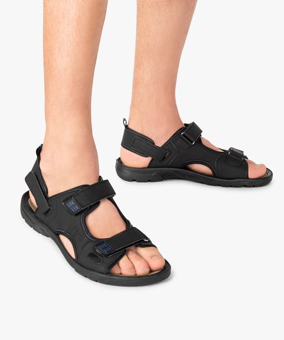 Sandales homme bi-matières fermeture trois bandes scratch vue1 - GEMO (CASUAL) - GEMO