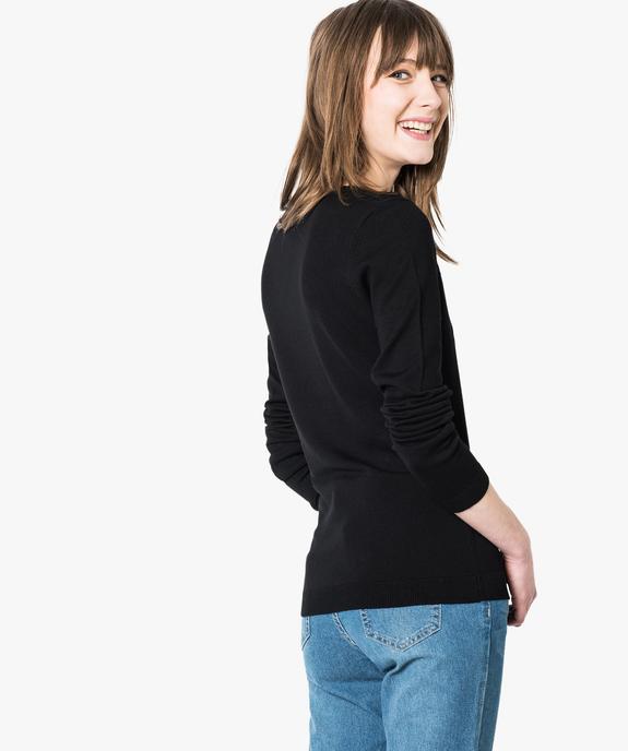 Pull fin à manches longues et col V vue3 - GEMO(FEMME PAP) - GEMO