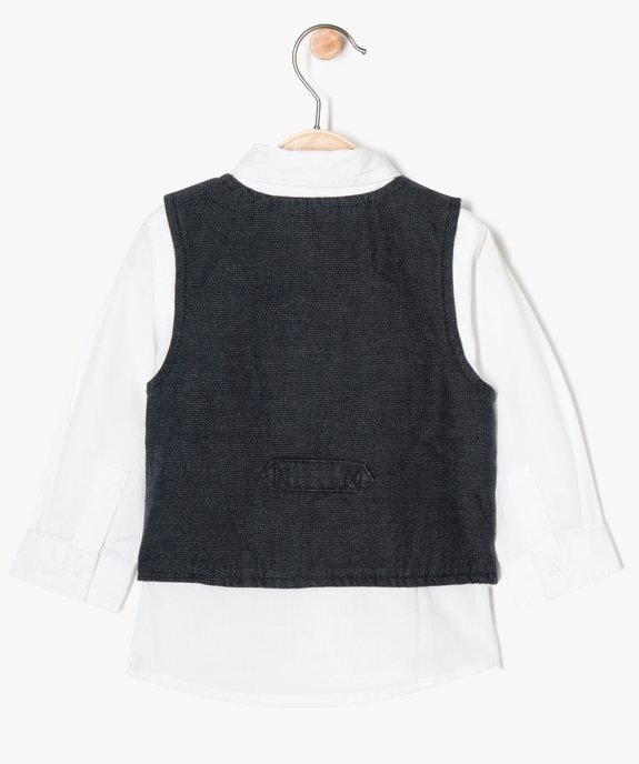 Ensemble bébé garçon : chemise + gilet + nœud papillon vue2 - GEMO(BEBE DEBT) - GEMO