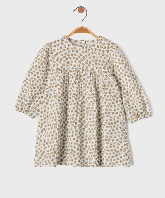 Robe à manches longues en gaze de coton à motifs fleuris bébé fille vue1 - GEMO(BEBE DEBT) - GEMO
